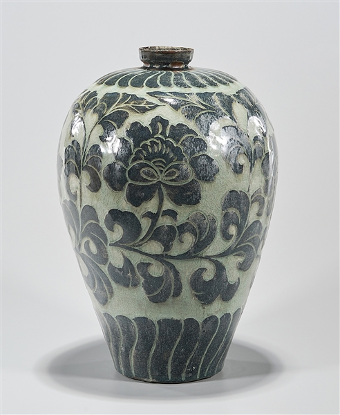 Appraisal: Korean celadon vase of unusual color of floral design x