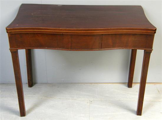 Appraisal: George III mahogany and boxwood strung serpentine folding tea table