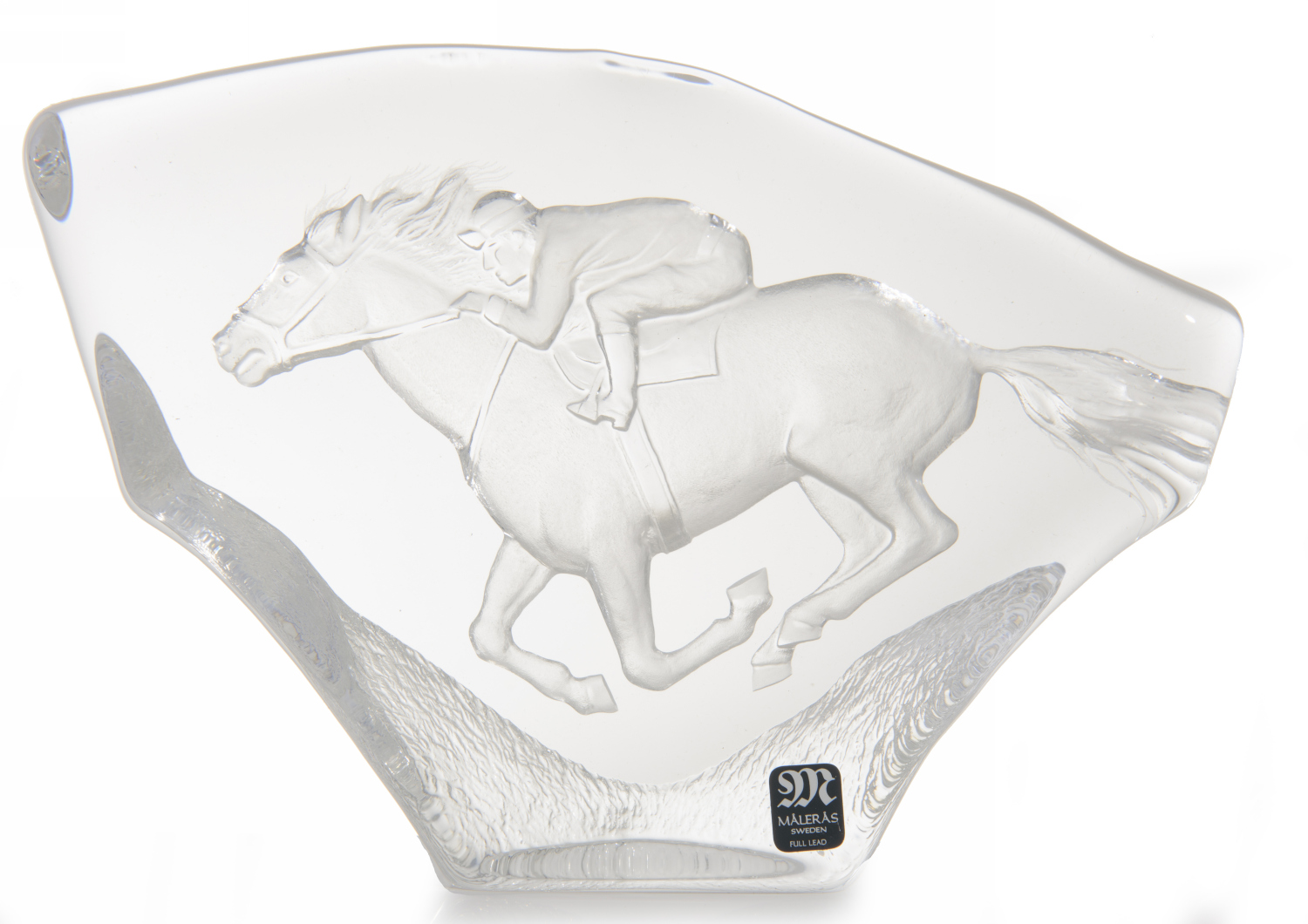 Appraisal: CRYSTAL HORSE AND JOCKEY PAPERWEIGHT