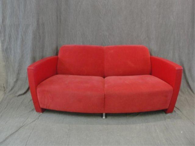 Appraisal: Red de Sede Settee with Ultrasuede and Leather Midcentury From