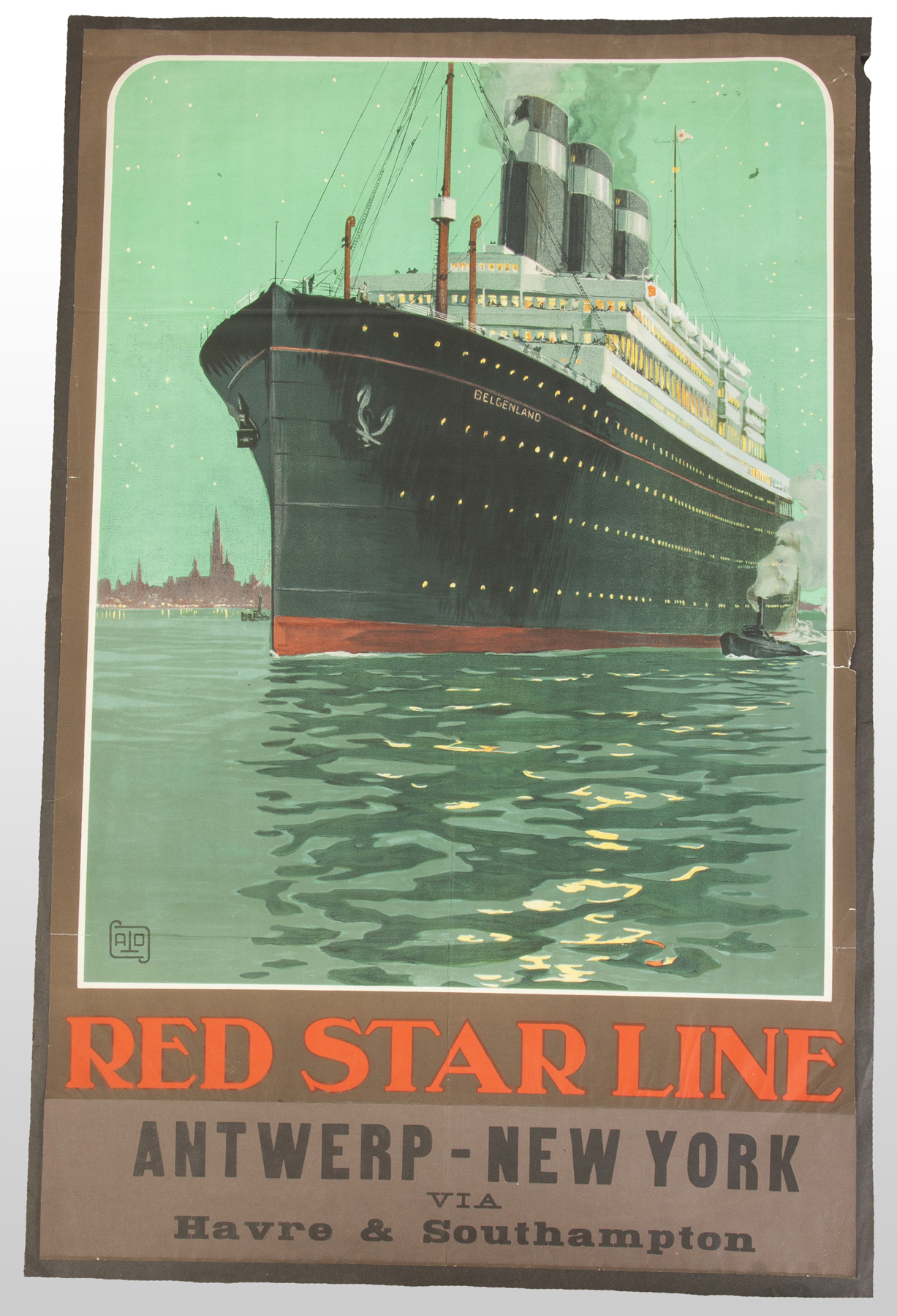 Appraisal: Red Star Line Antwerp New York Vintage Travel Poster