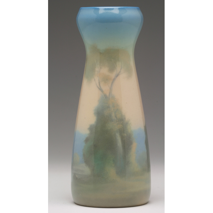 Appraisal: Rare Rookwood vase Iris glaze beautifully painted scenic landscape done