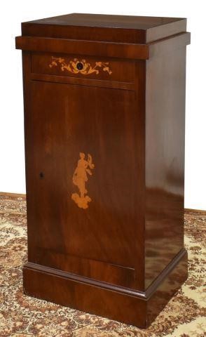 Appraisal: Danish Biedermeier mahogany pedestal cupboard th c single drawer with