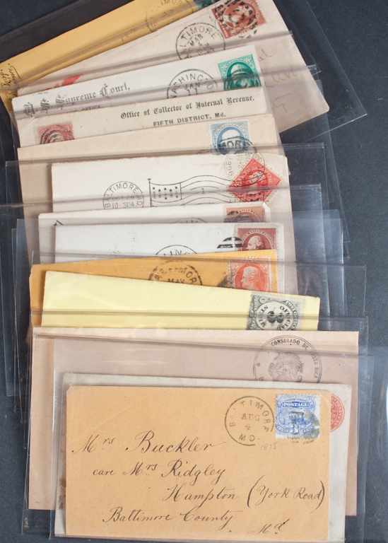 Appraisal: Thirteen stamped covers with Washington D C or Maryland postmarks