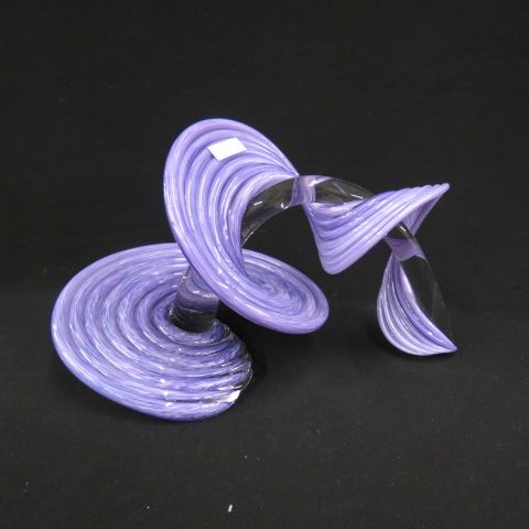 Appraisal: Art Glass Sculpture swirling mottled purples on clear arch overall