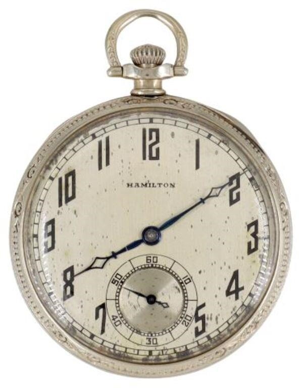 Appraisal: Hamilton kt white gold open face pocket watch Grade mfg