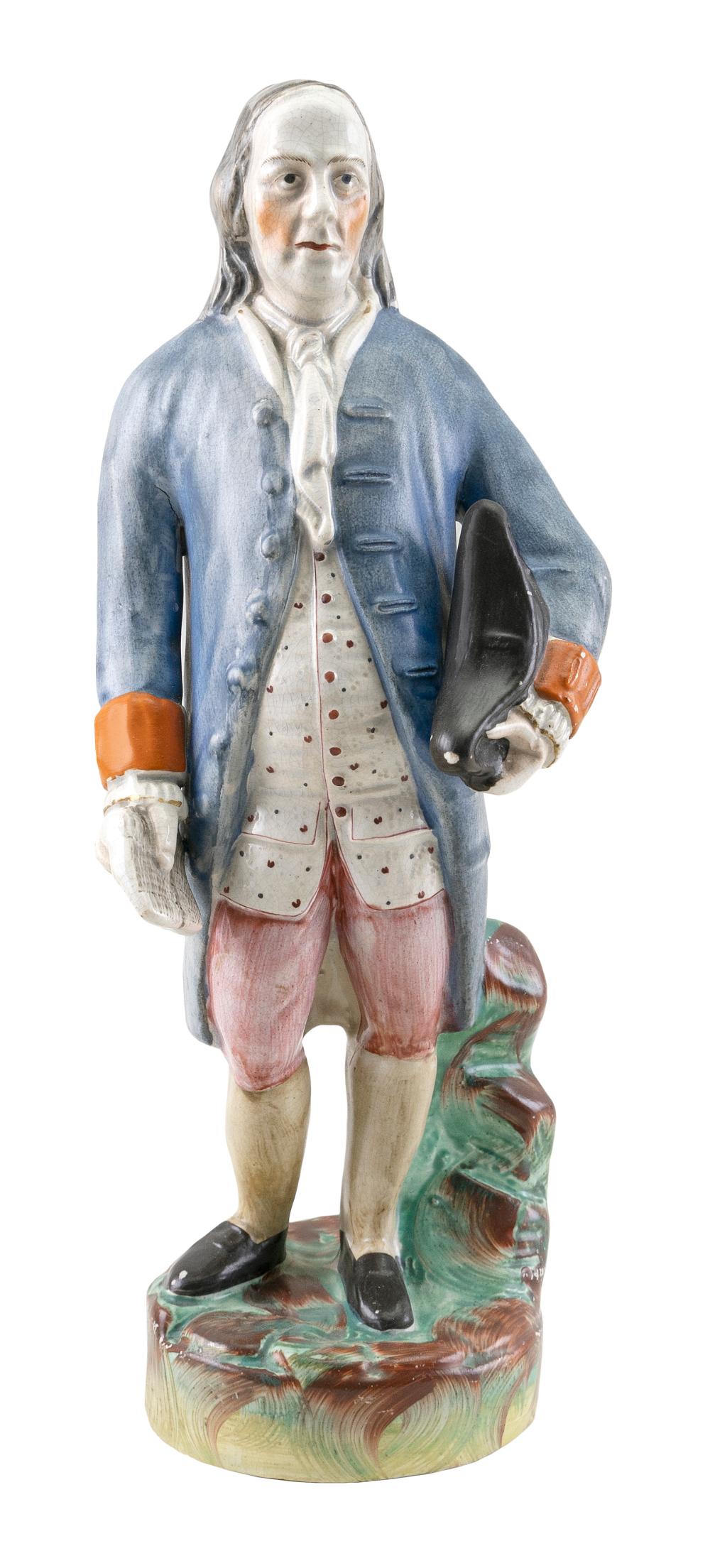 Appraisal: STAFFORDSHIRE FIGURE OF A STANDING BENJAMIN FRANKLIN TH CENTURY HEIGHT