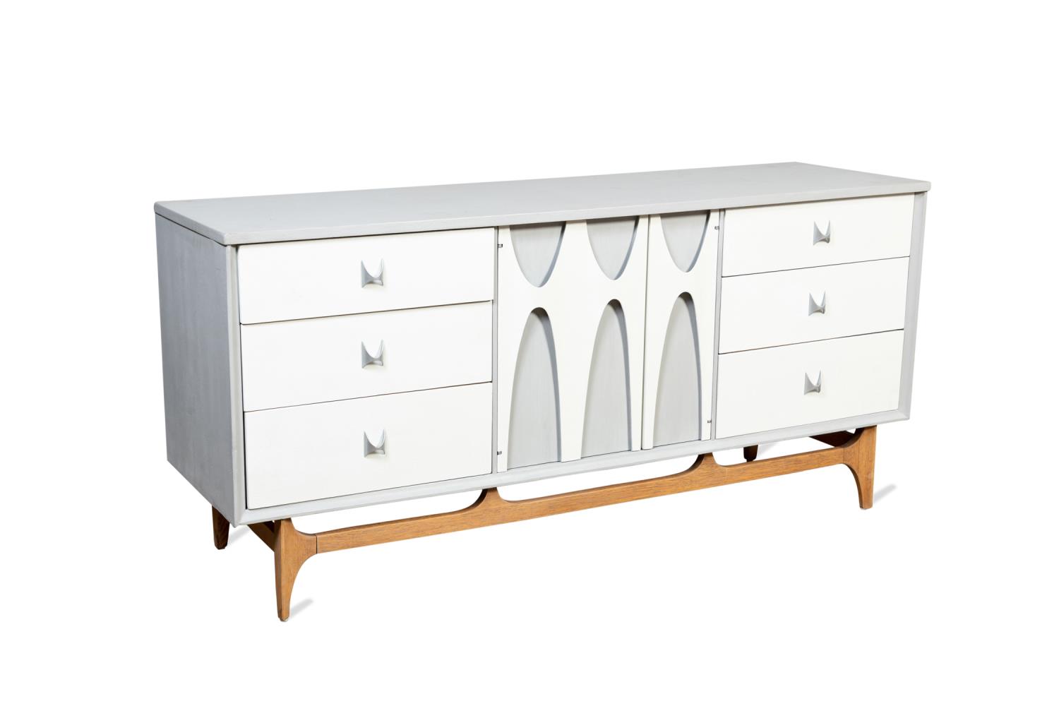 Appraisal: BROYHILL BRASILIA MCM GRAY WHITE PAINTED DRESSER Broyhill Premier American