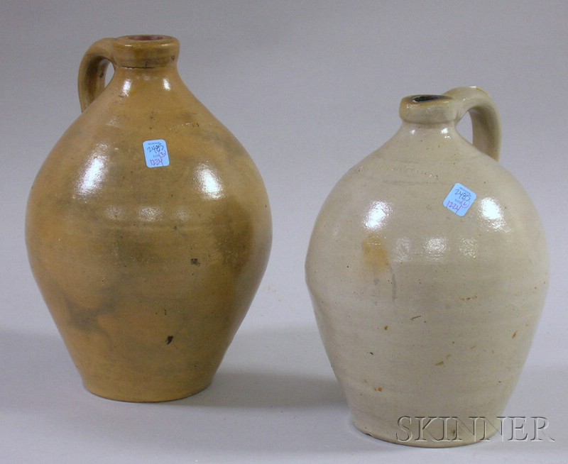 Appraisal: Two Charlestown Ovoid Stoneware Jugs impressed label ht and in