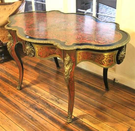 Appraisal: A Louis XV style boulle centre table The ovoid shaped