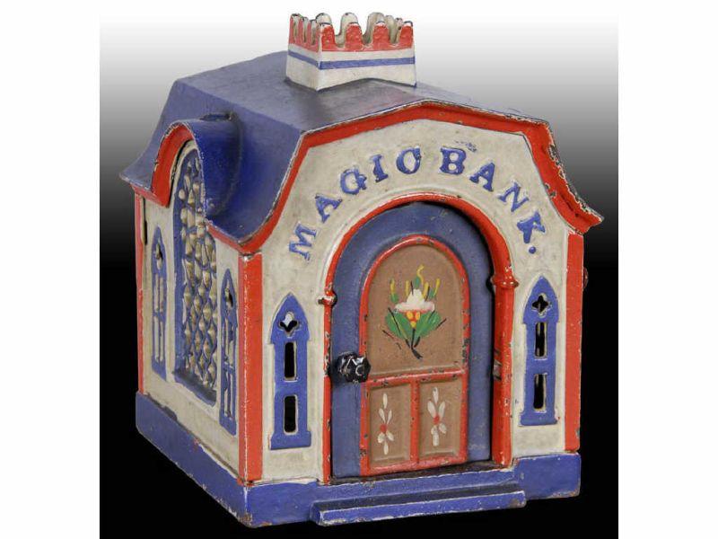 Appraisal: Cast Iron Magic Mechanical Bank Description Circa Manufactured by J