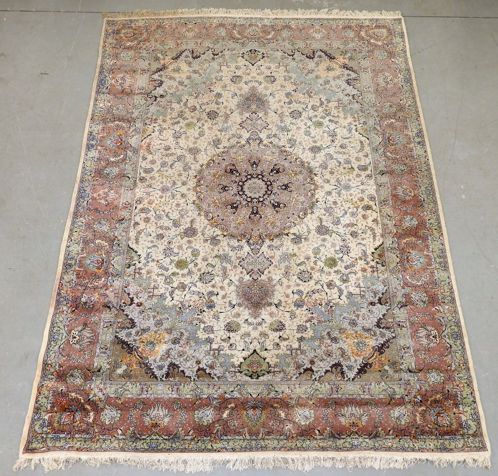 Appraisal: TABRIZ SILK KERMAN ROOM SIZE CARPET RUG Persia th CenturyExtremely