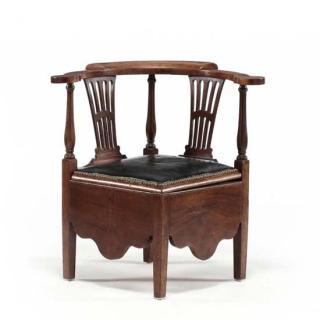 Appraisal: Chippendale Necessary Corner Chair late th century mahogany porringer shaped