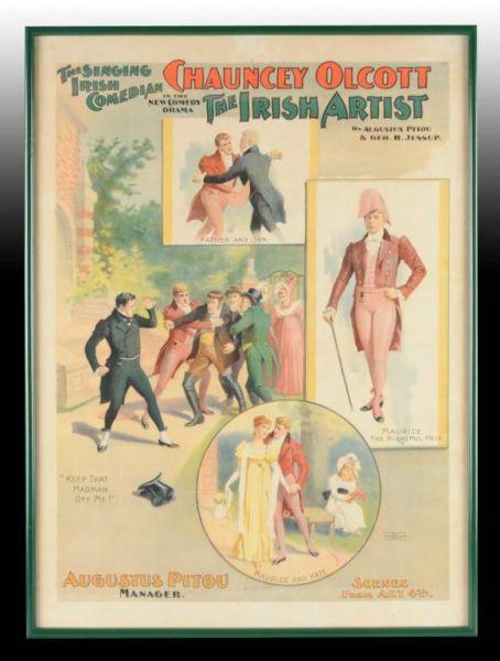 Appraisal: Paper Litho The Irish Artist Play Poster Description Circa Framed