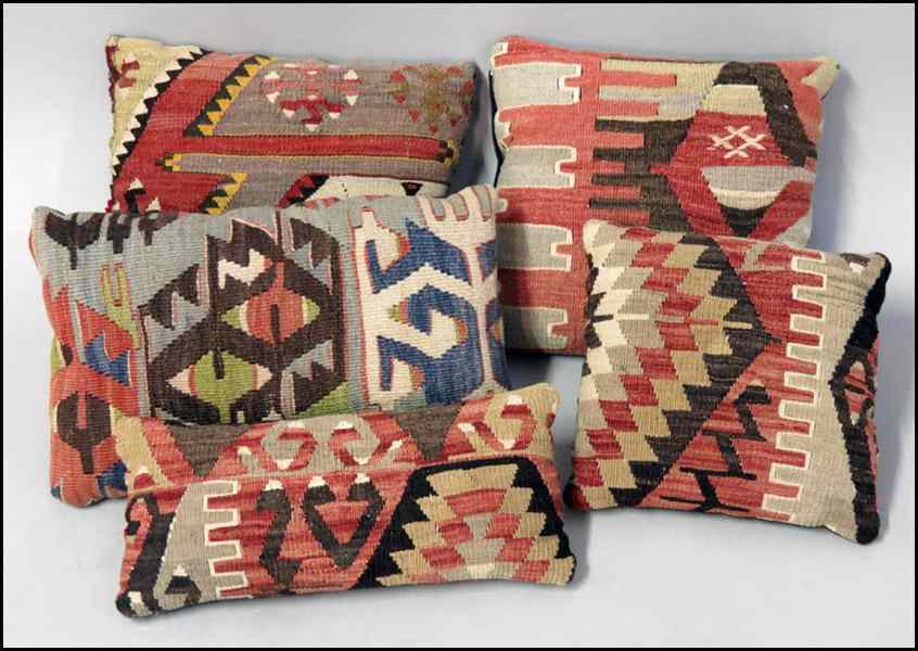 Appraisal: GROUP OF FIVE KILIM PILLOWS Largest '' x '' Condition