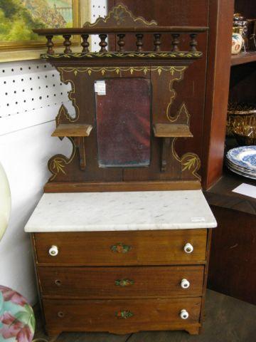 Appraisal: Child or Doll Size Marble Top Dresser dated with mirror