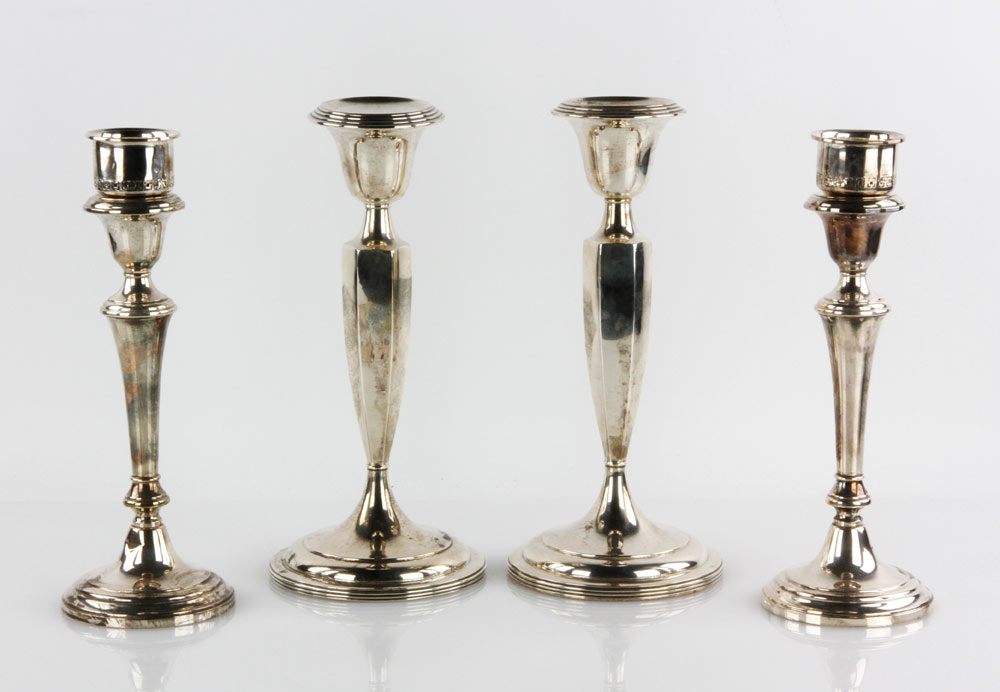 Appraisal: - Lot of Sterling Candlesticks Lot of four sterling candlesticks