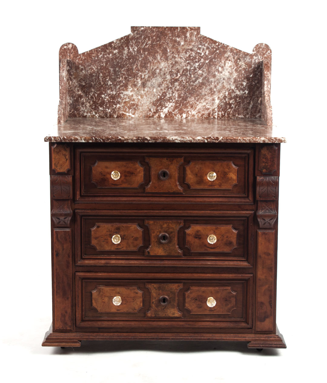 Appraisal: Eastlake marble top dresser third quarter- th century variegated marble