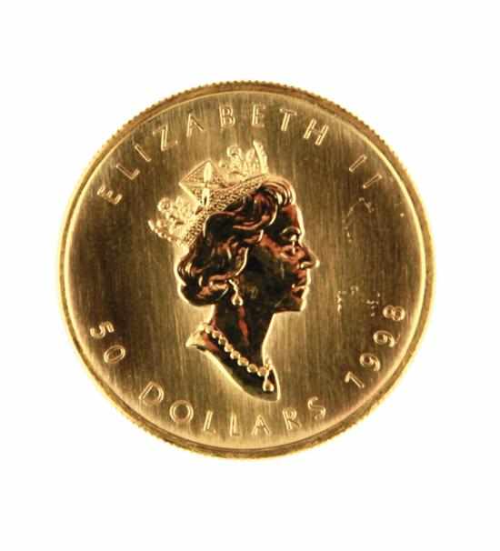 Appraisal: Canadian Gold Maple Leaf coin obverse with portrait of Queen