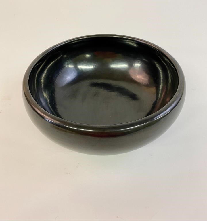 Appraisal: Southwest Indian black pottery bowl signed 'Rose' h x dia