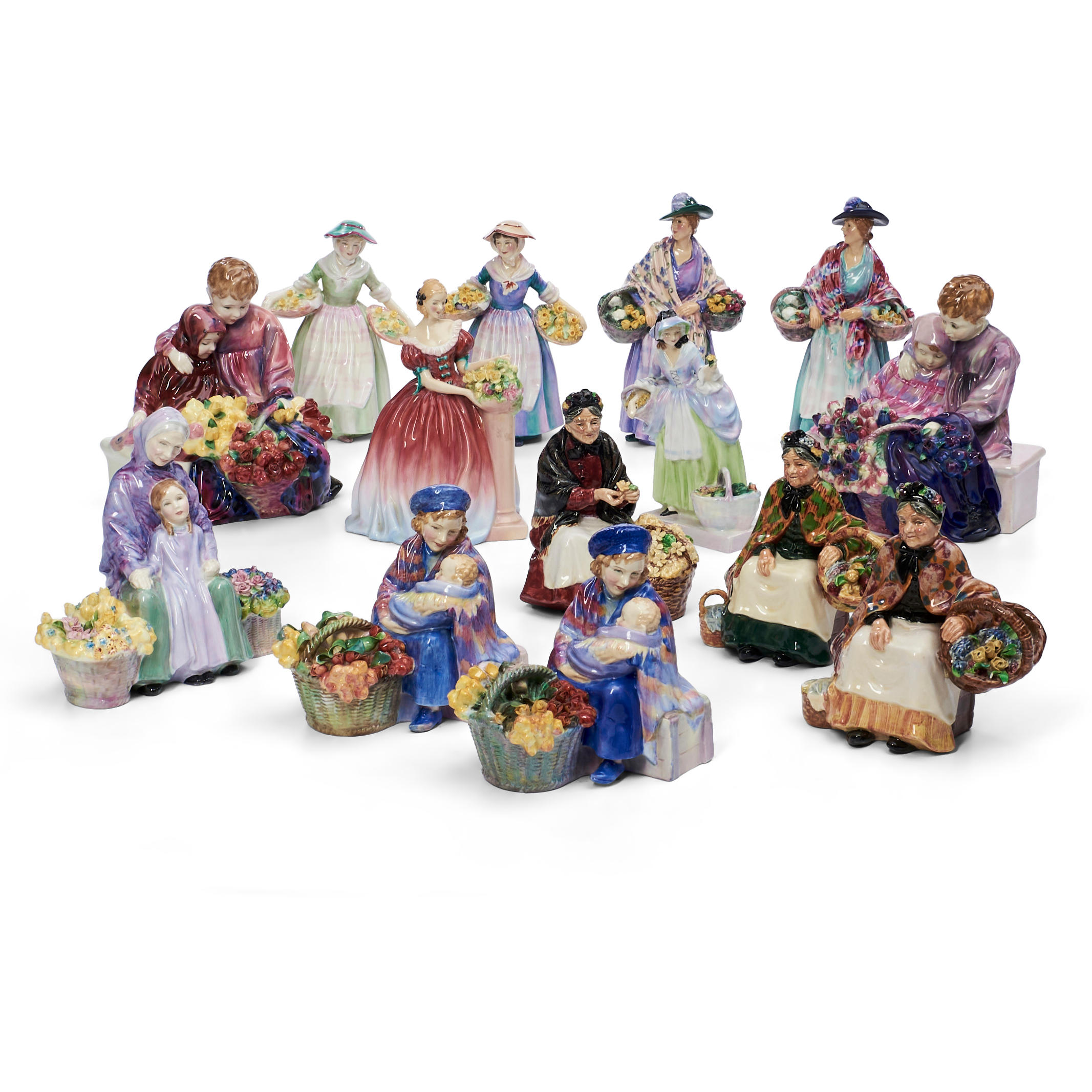 Appraisal: FOURTEEN ROYAL DOULTON FIGURINES including The Old Lavender Seller The