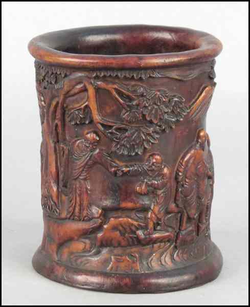 Appraisal: CHINESE CARVED BAMBOO BRUSH POT Condition No Specific Condition Recorded