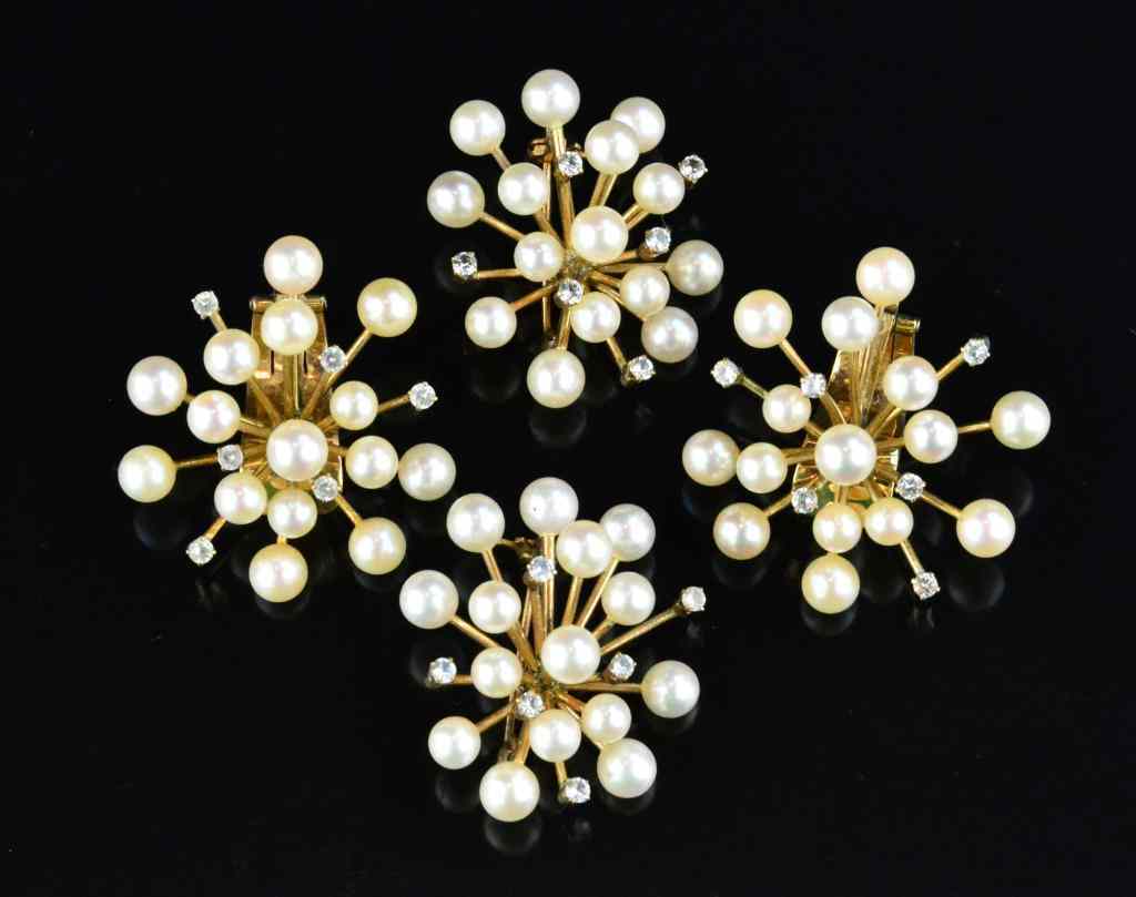 Appraisal: Pieces K Gold Pearl Diamond JewelryTo include two brooches and