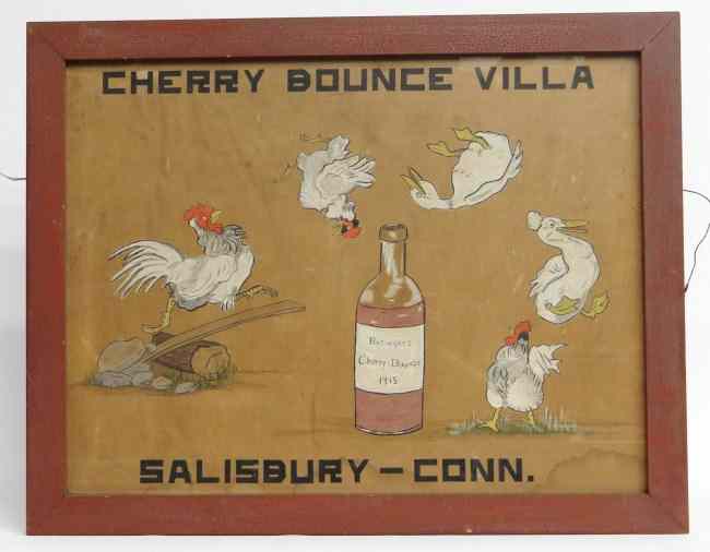 Appraisal: Dated ''Cherry Bounce Villa Basingers Cherry-Bounce Salisbury-Conn '' original painted