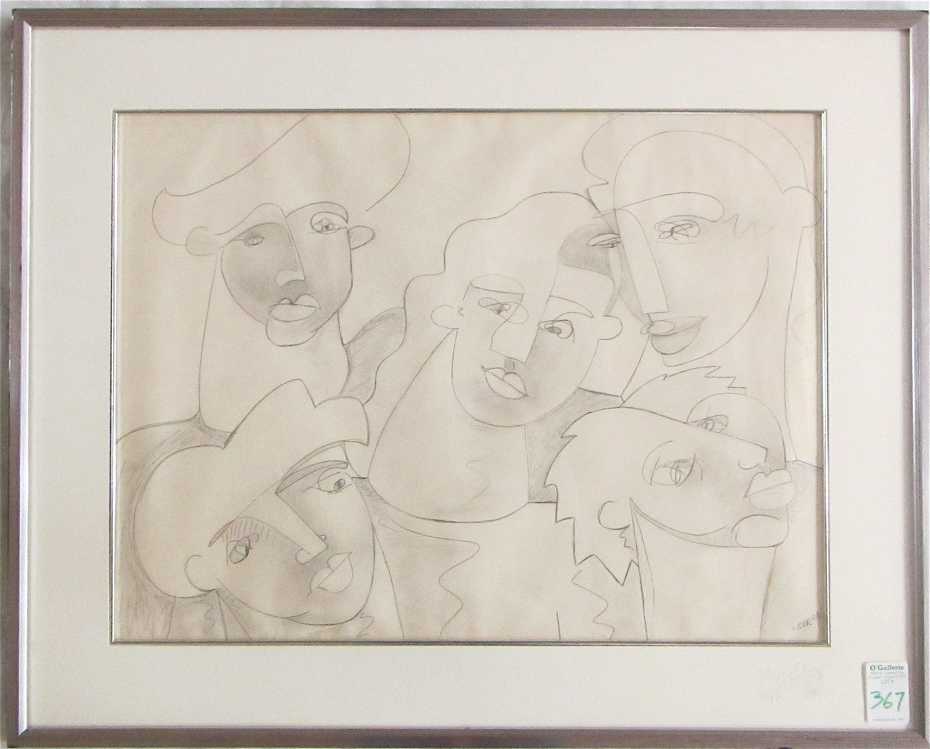 Appraisal: NANCY ORR PENCIL ON PAPER Quebec Hawaii - Five faces