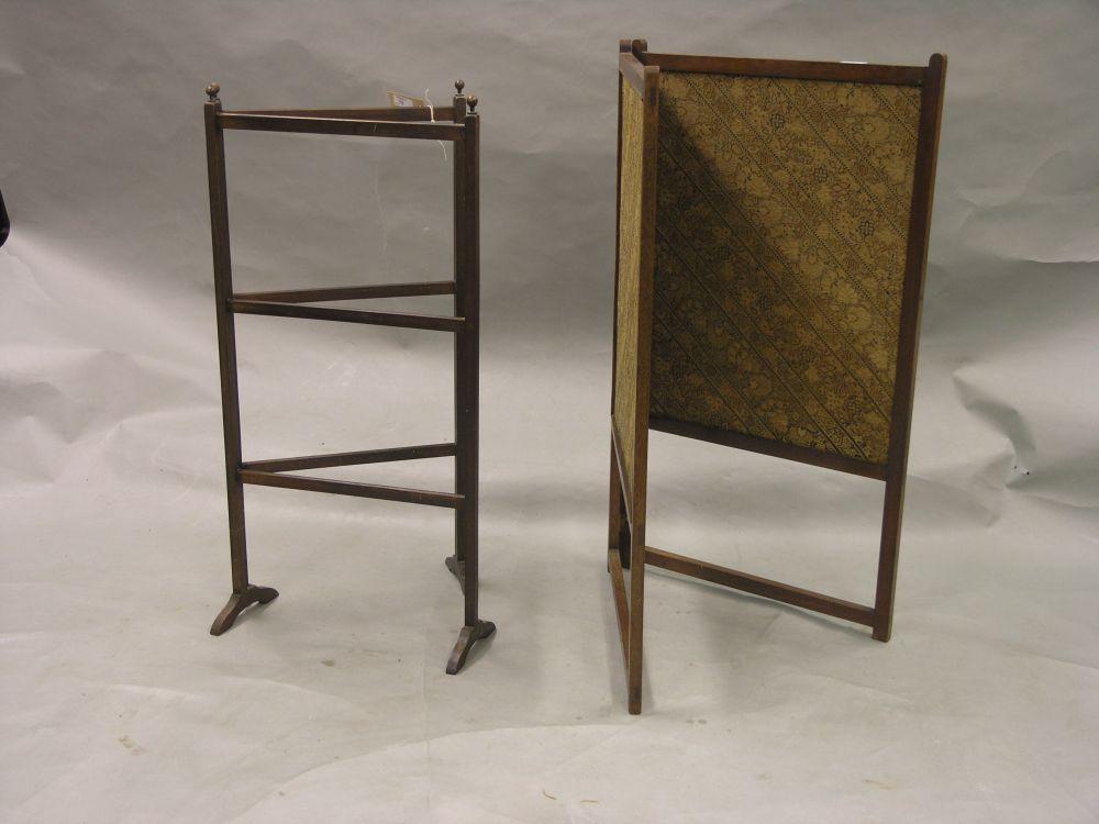 Appraisal: A Victorian mahogany folding firescreen and a late Victorian folding