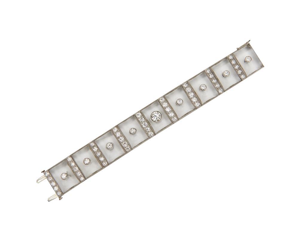 Appraisal: Platinum Diamond and Rock Crystal Bracelet the bracelet comprising nine