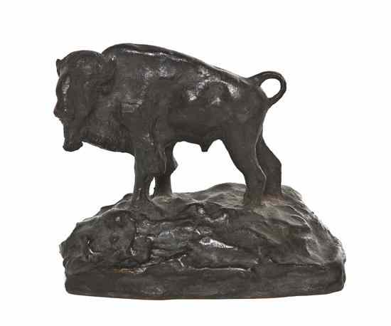 Appraisal: An American Bronze Animalier Figure after Charles M Russell Buffalo