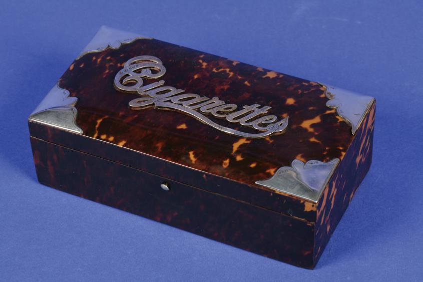 Appraisal: A LATE VICTORIAN SILVER MOUNTED TORTOISESHELL TABLE CIGARETTE BOX of