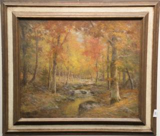 Appraisal: Daniel F Wentworth - oil on canvas Fall Wood Landscape