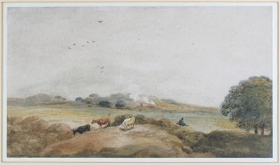 Appraisal: Follower of Peter de Wint Landscape with cattle Watercolour x