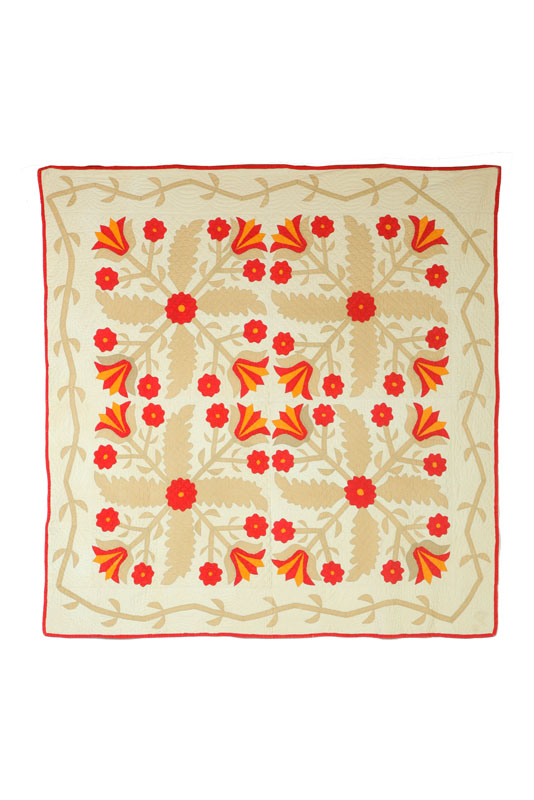 Appraisal: QUILT American rd quarter- th century cotton Tulip and Princess