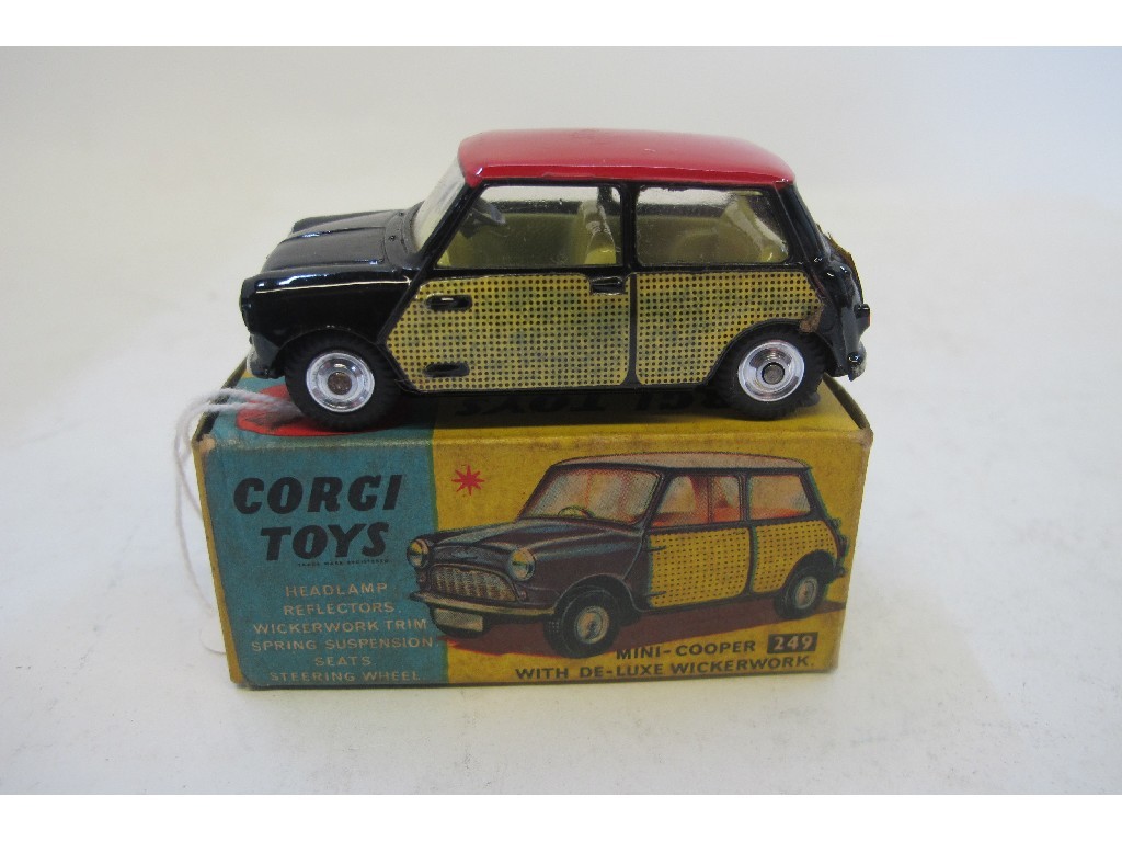 Appraisal: A boxed Corgi Mini Cooper with deluxe wickerwork no