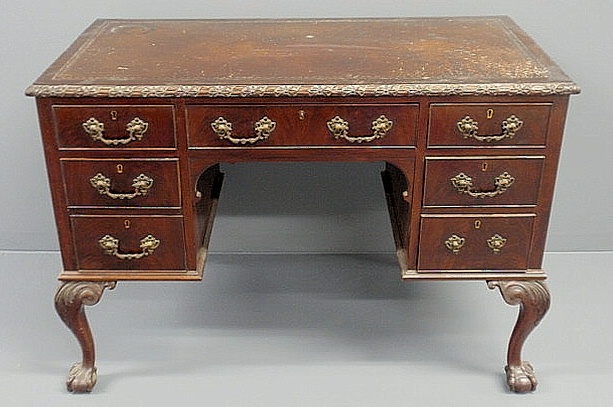 Appraisal: Chippendale style desk with acanthus carved knees ball and claw