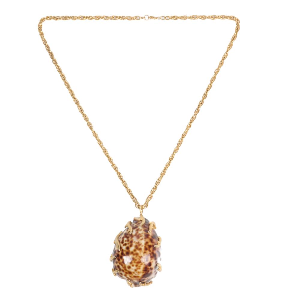 Appraisal: KENNETH LANE KJL HUGE SNAIL SHELL PENDANT ENCASED IN GOLD