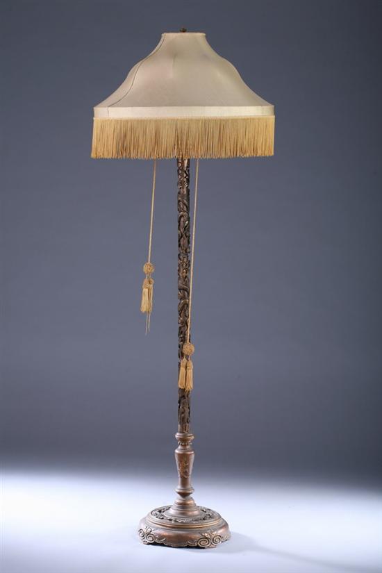 Appraisal: CHINESE CARVED AND GILTWOOD POLE FLOOR LAMP - in high