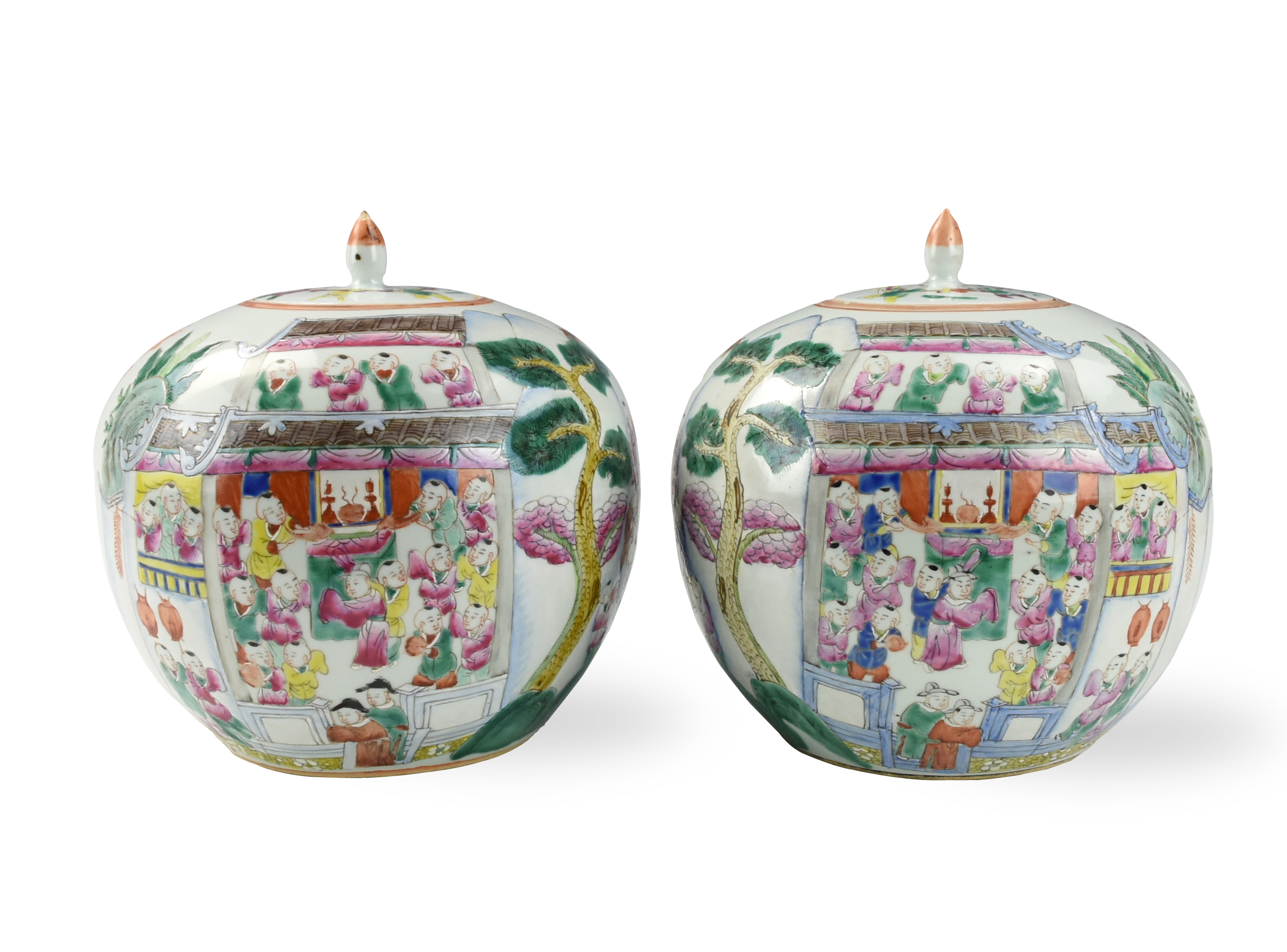 Appraisal: PAIR OF CHINESE FAMILLE ROSE JARS TH C Chinese th