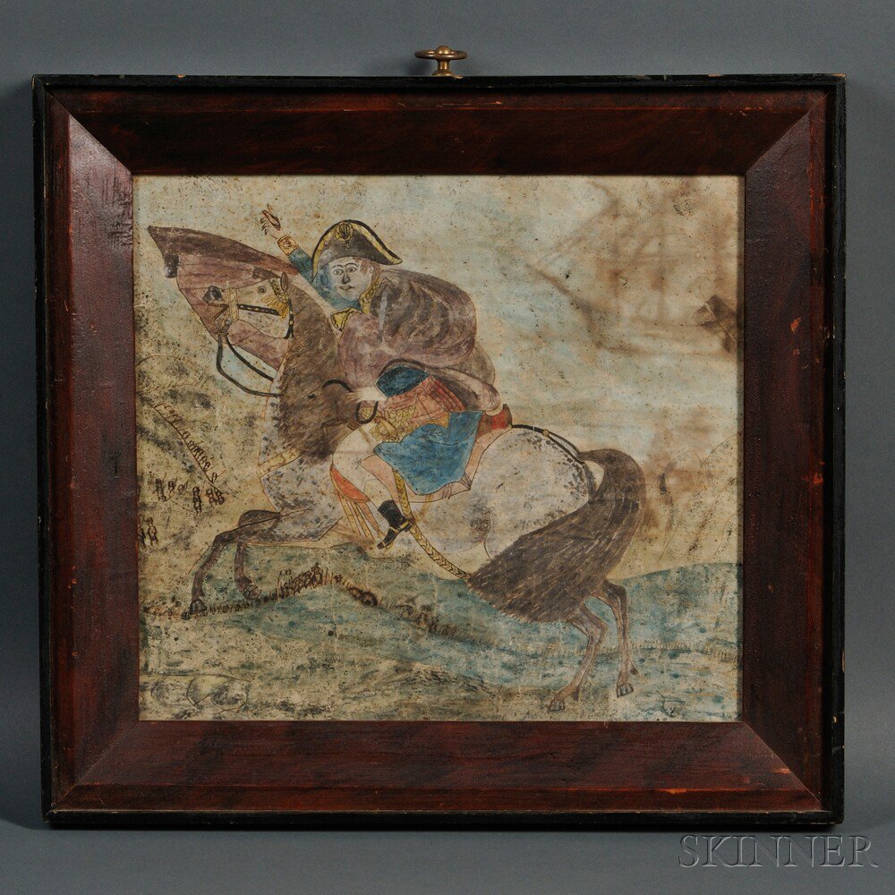 Appraisal: Folk Art Depiction of Napoleon th century after Jacques-Louis David