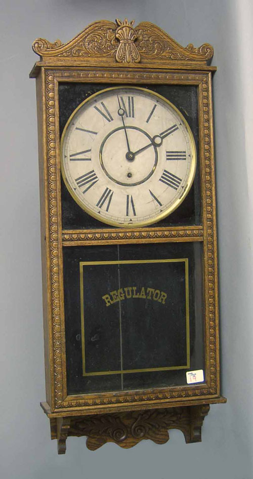 Appraisal: Gilbert oak regulator wall clock h