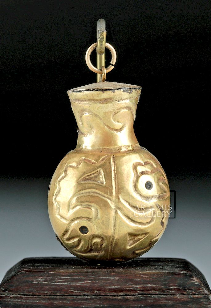 Appraisal: Quimbaya K Gold Poporo Vessel Pendant Originally Listed At Pre-Columbian