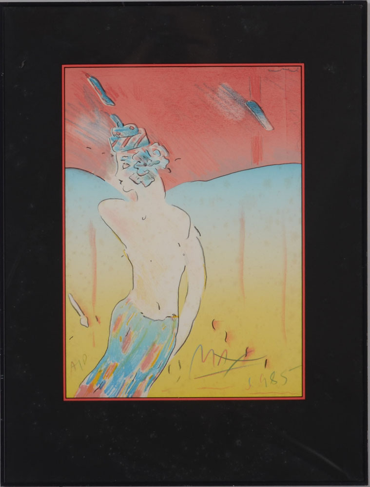 Appraisal: Peter Max b Female Figure Lithograph in colors on wove