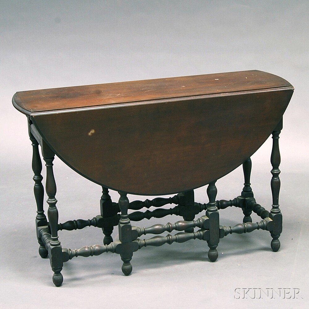 Appraisal: William Mary-style Mahogany Gate-leg Table the oval top and one-drawer