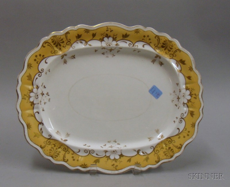 Appraisal: Rockingham-type Oval Porcelain Platter with pale orange rim lg in