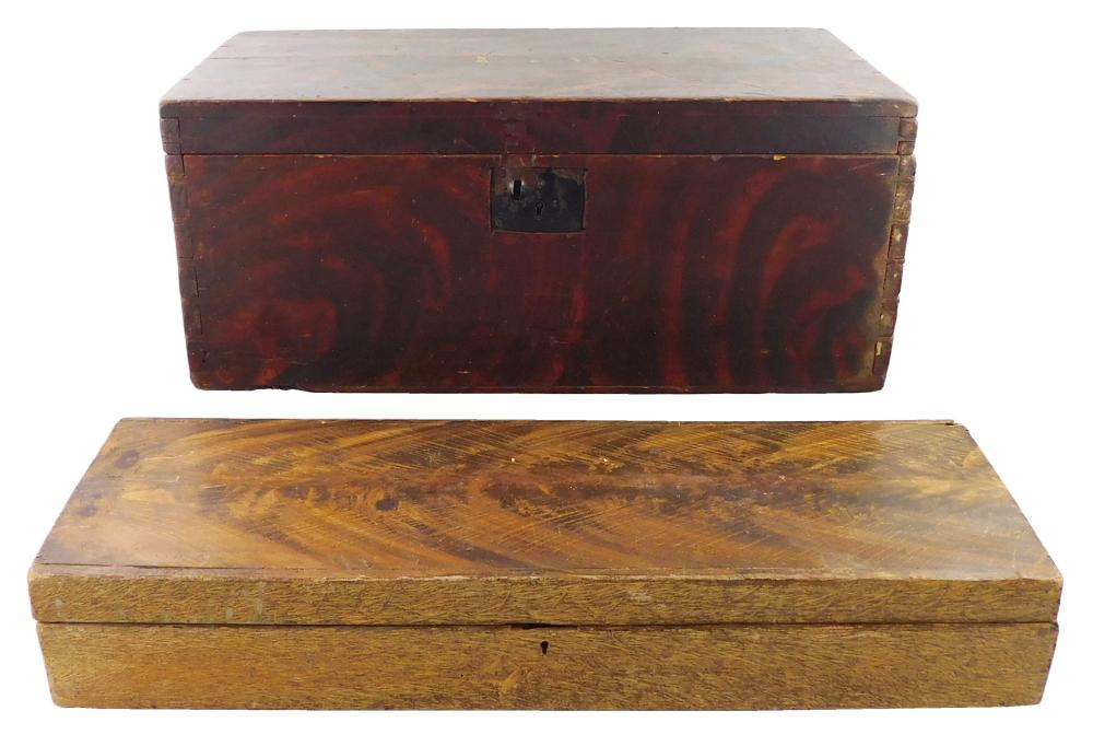 Appraisal: Two grain painted storage boxes one red and black with