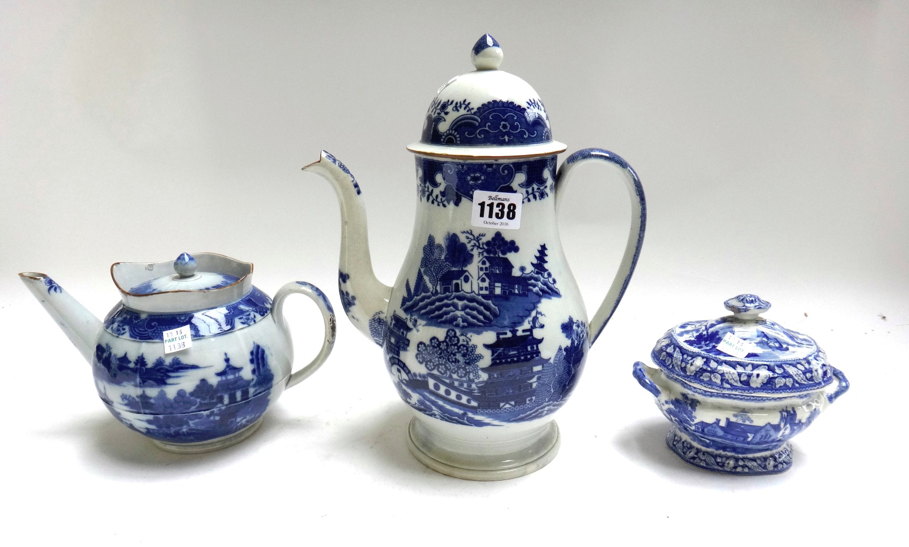 Appraisal: A group of blue and white printed earthenwares th century