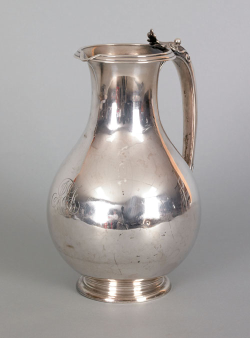 Appraisal: New York silver pitcher ca bearing the touch of Ball